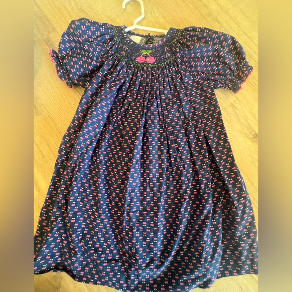 Smocked Giraffe dress cherry